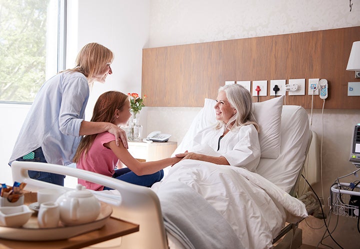 Family visiting hospital patient