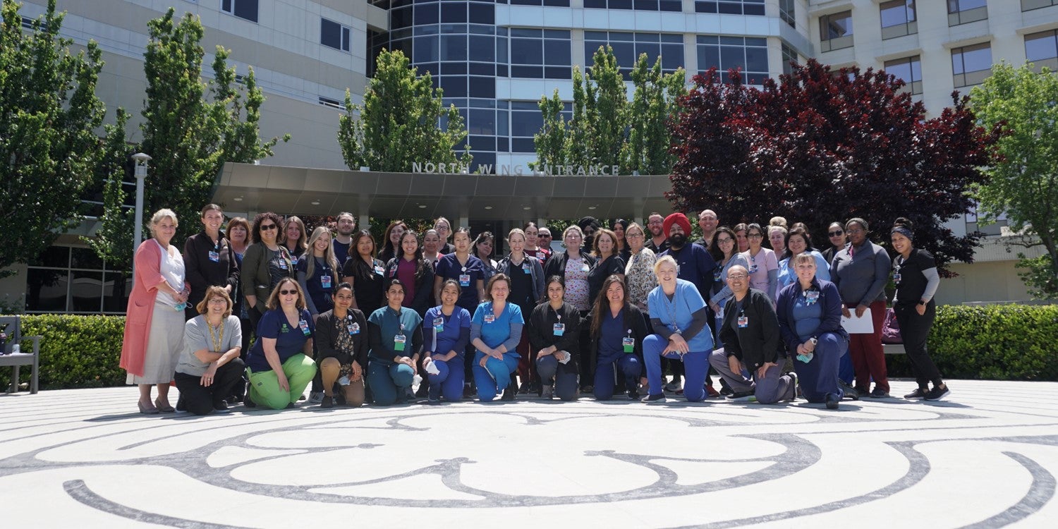 nurses in front of hospital