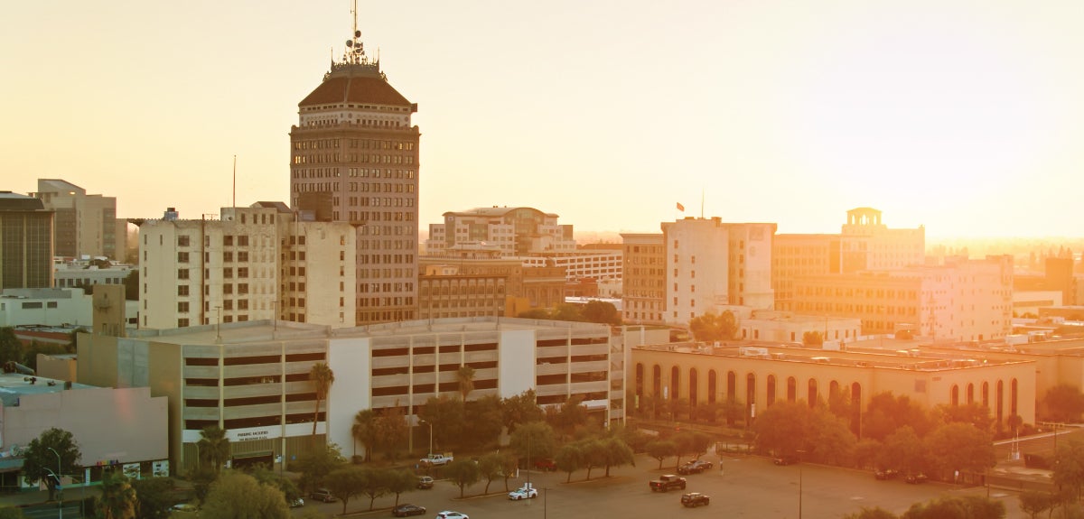 Sunrise in downtown Fresno