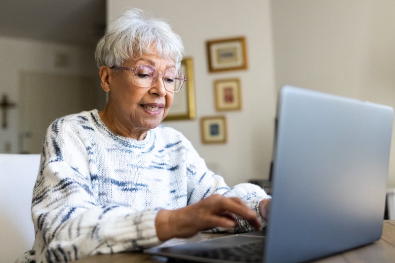 Woman looking online