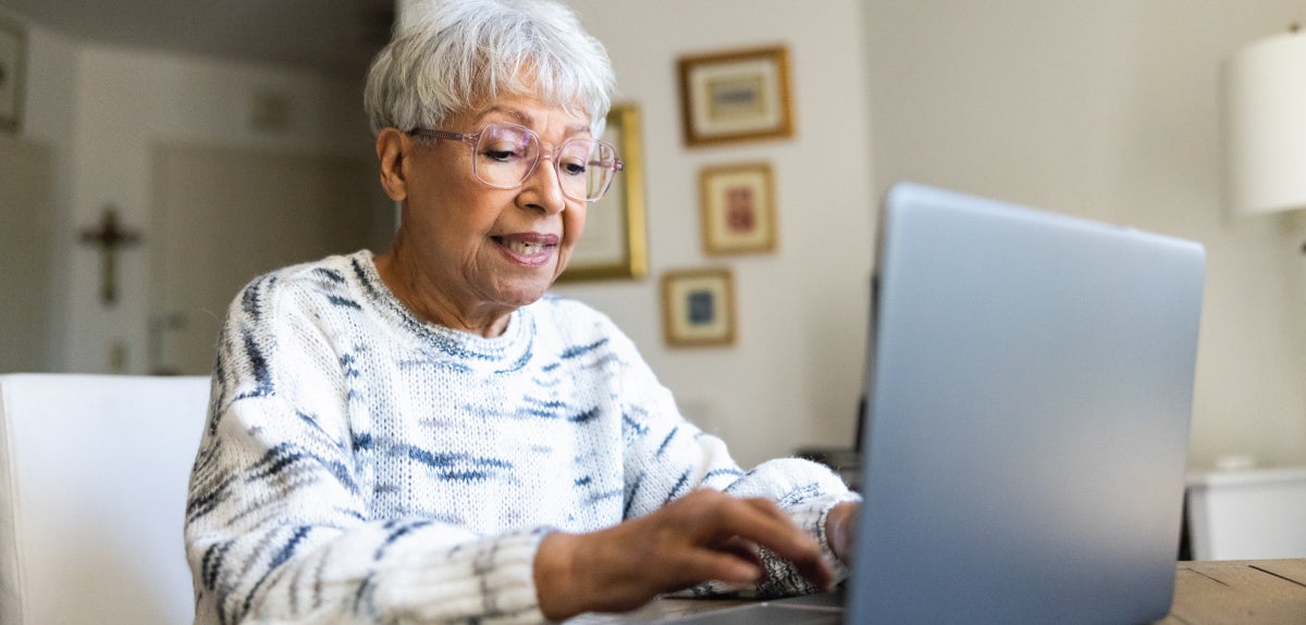 Woman using laptop